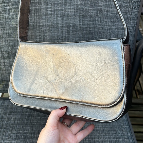 Vintage BALLY Shiny Metallic Silver Shoulder Bag - Picture 2 of 8